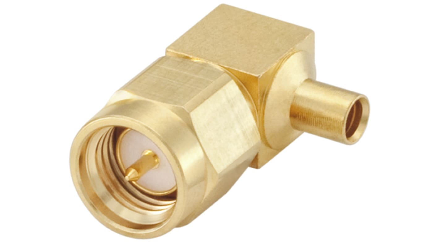 Rosenberger SMA Series, Plug Cable Mount SMA Connector, 50Ω, Solder Termination, Right Angle Body