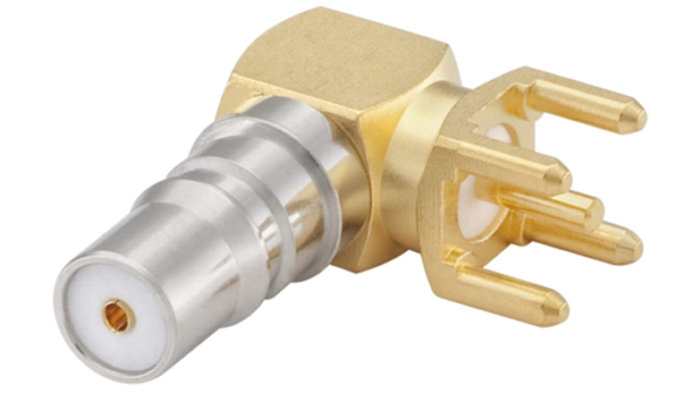 Rosenberger, Jack PCB Mount QMA Connector, 50Ω, Solder Termination, Right Angle Body