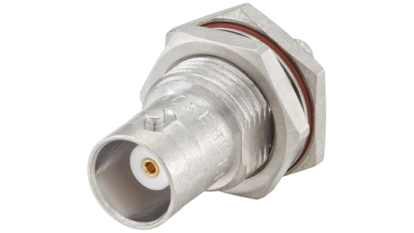 Rosenberger BNC Series, jack Panel Mount BNC Connector, 50Ω, Crimp Termination, Straight Body