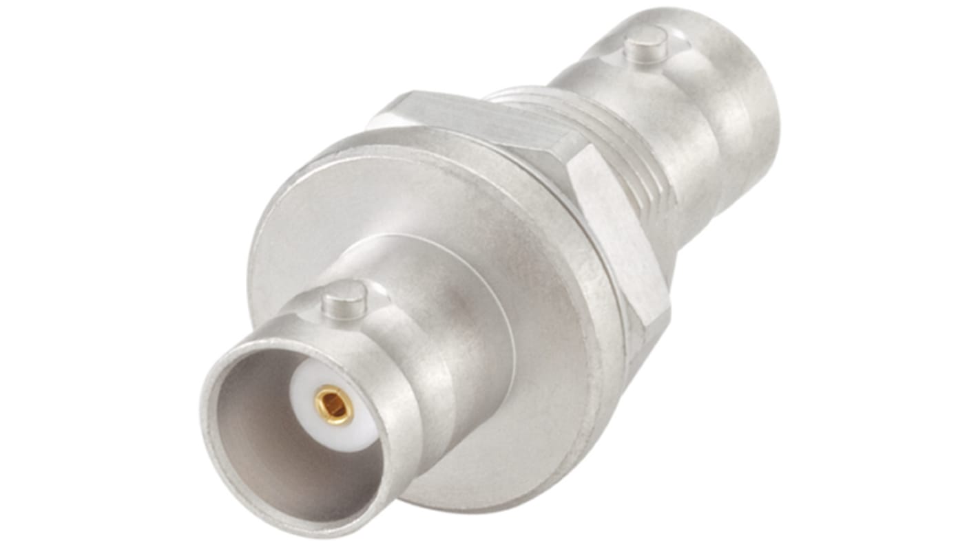 Rosenberger 射频转接器, BNC母头转BNC母头, 直向, 50Ω阻抗, 10GHz, 镀镍/银/白青铜铜锌合金触芯