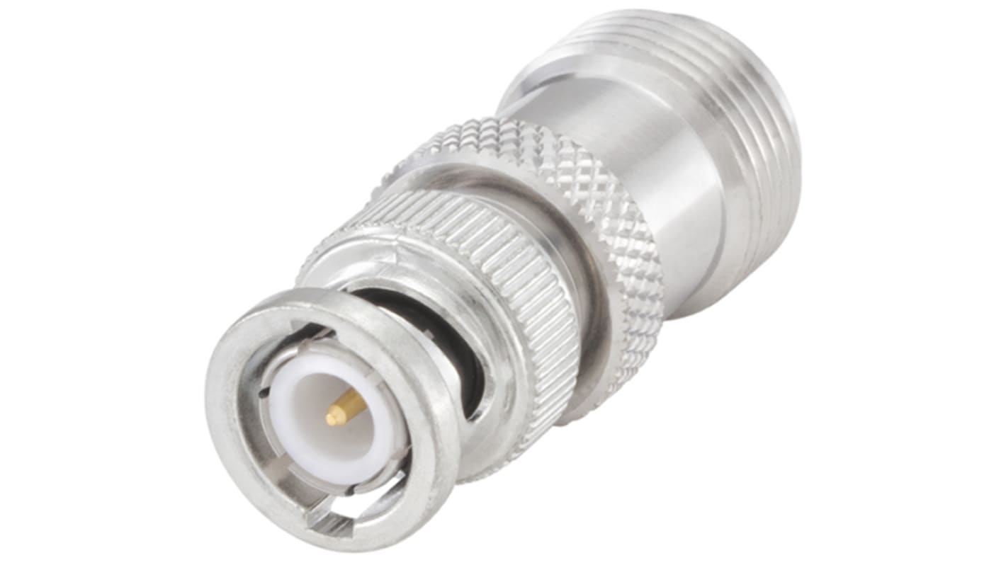 Rosenberger 射频转接器, BNC公头转N母头, 直向, 50Ω阻抗, 10GHz, 镀镍/银/白青铜铜锌合金触芯