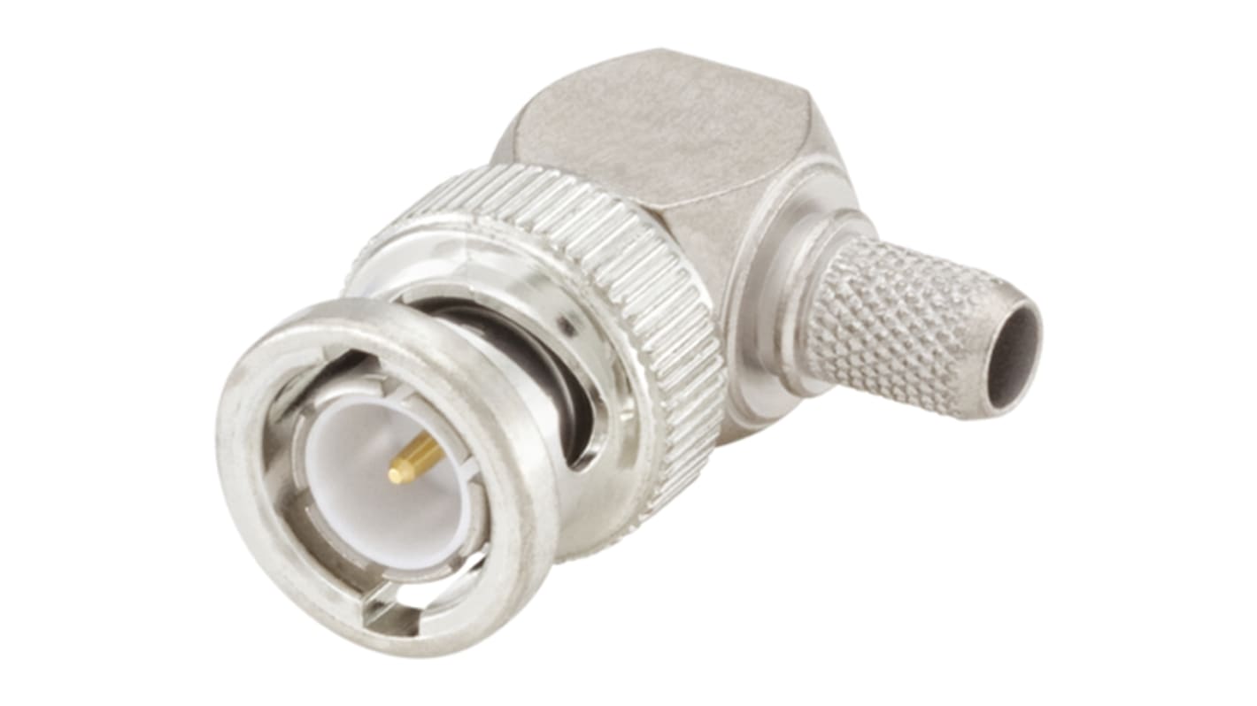 Rosenberger BNC Series, Plug Cable Mount BNC Connector, 75Ω, Crimp Termination, Right Angle Body