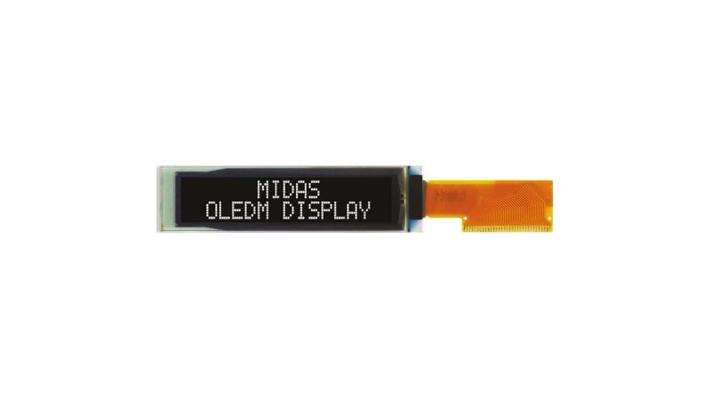 Afficheur OLED, Midas, Matrice passive, Blanc, Onglet, interface I2C, Parallèle, SPI