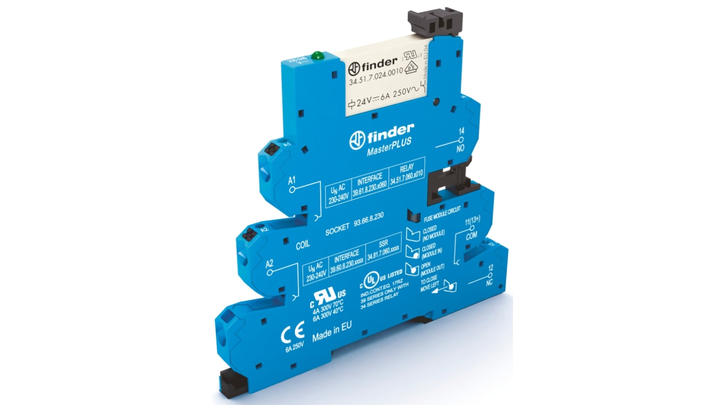 Finder 39 Series Interface Relay, DIN Rail Mount, 110V dc Coil, SPDT