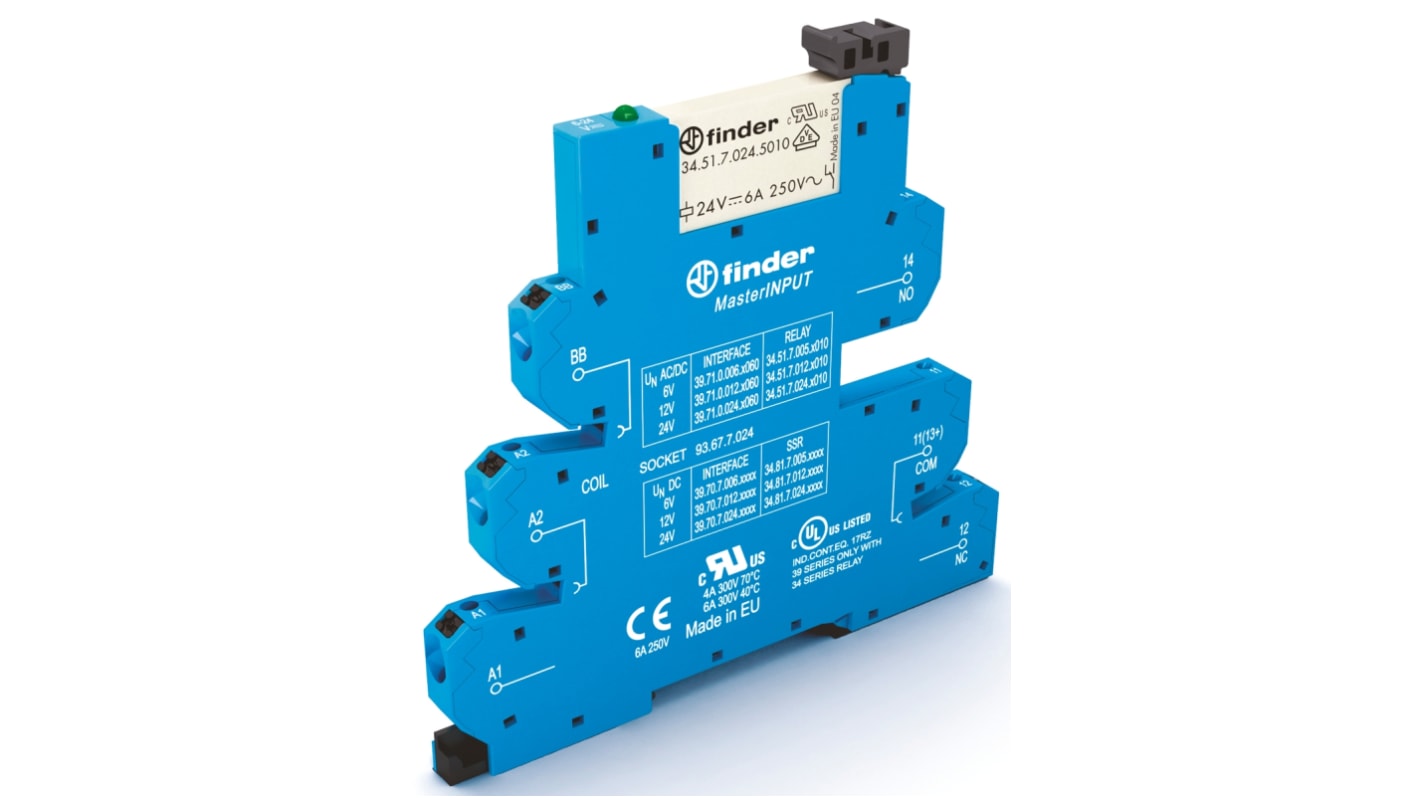 Finder 39 Series Interface Relay, DIN Rail Mount, 230V ac Coil, SPDT
