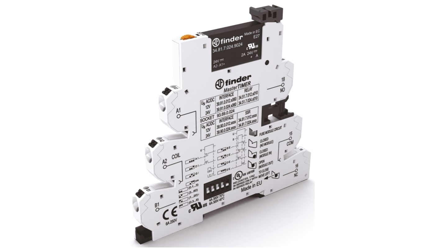 Finder Series 39 Halbleiter-Interfacerelais, 2 A max., DIN-Schienen 9,6 V min. 24 V dc max. / 13,2 V max. DC