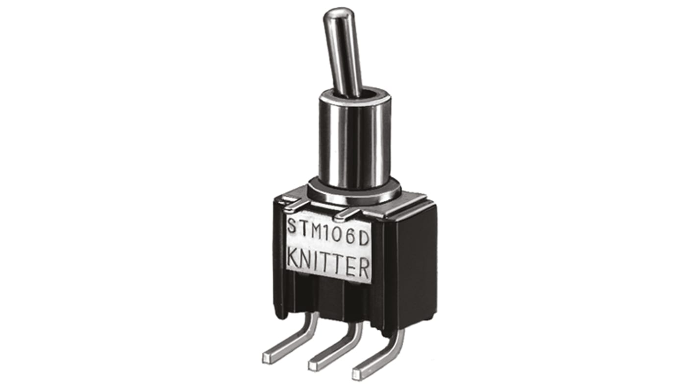 KNITTER-SWITCH トグルスイッチ, (On)-Off-(On), SPDT, 4 A @ 30 V dc, PCB