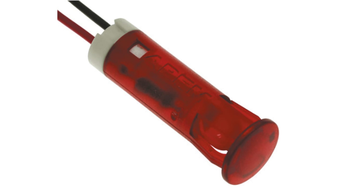 Indicador LED intermitente APEM, Rojo, Ø montaje 8mm, 24V dc, 20mA, 25mcd