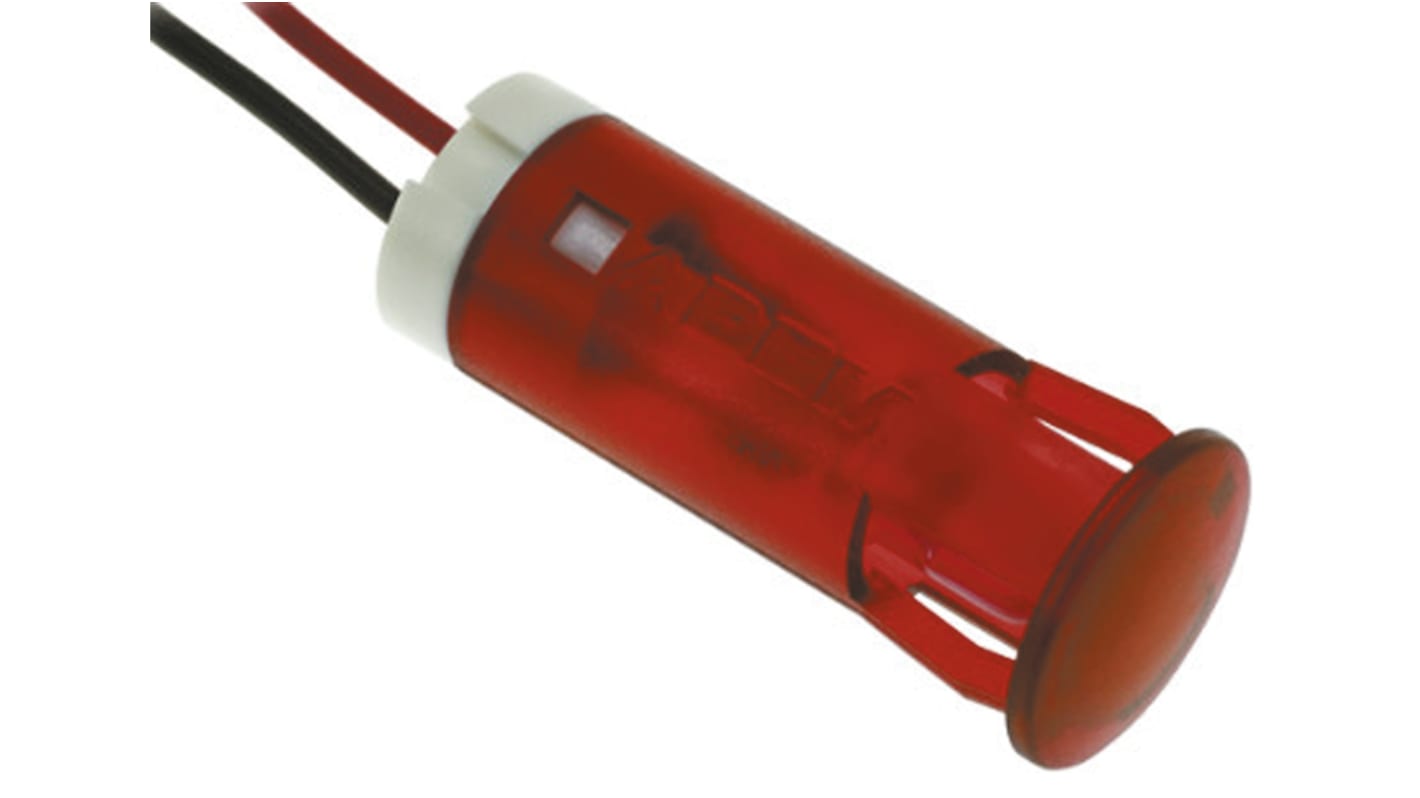 APEM Red Flashing LED Panel Mount Indicator, 12V dc, 10mm Mounting Hole Size, Lead Wires Termination