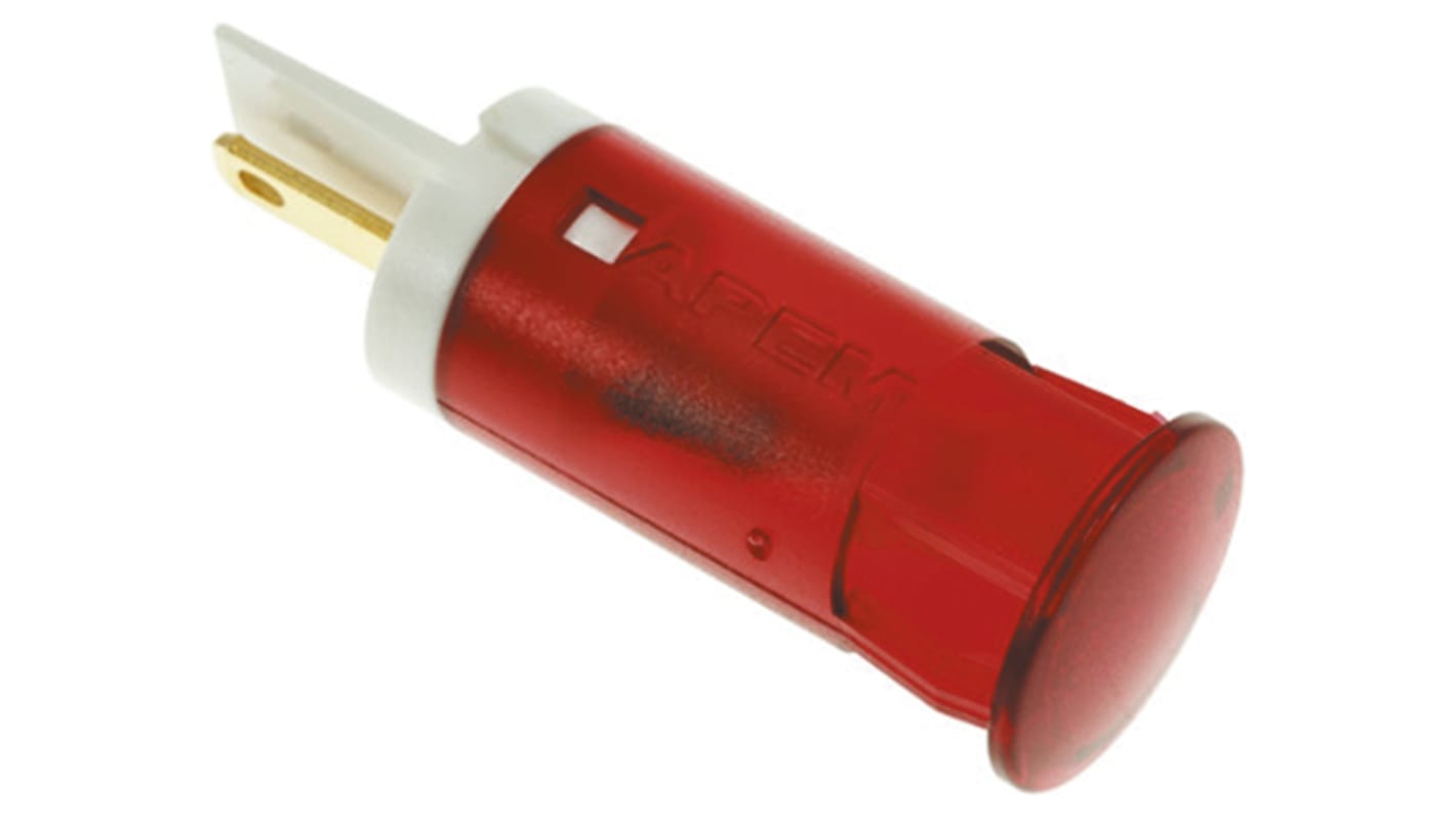 Apem Red Flashing LED Panel Mount Indicator, 24V dc, 12mm Mounting Hole Size, FASTON Termination