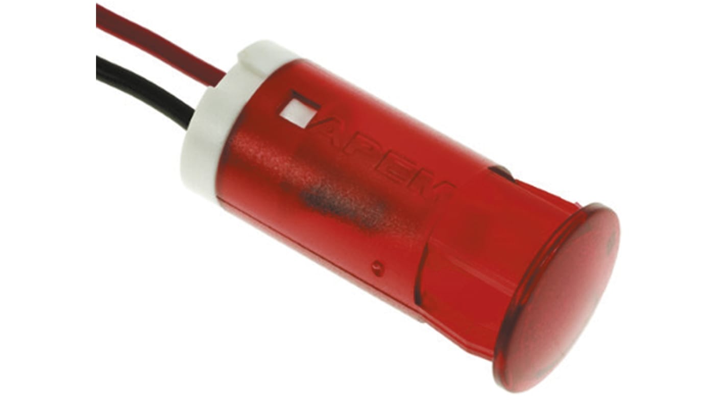 Indicador LED intermitente APEM, Rojo, Ø montaje 12mm, 24V dc, 20mA, 25mcd