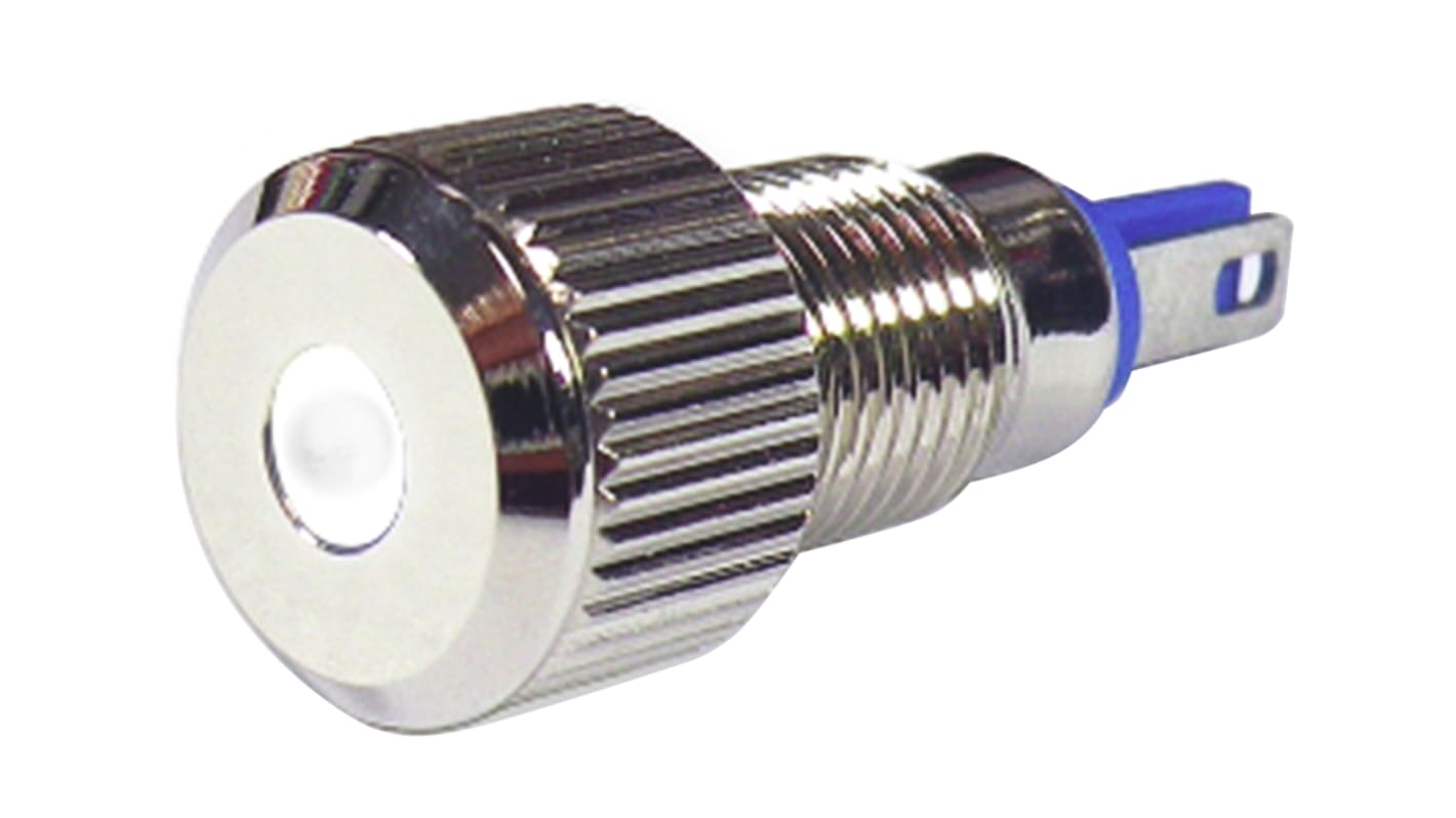 RS PRO White Panel Mount Indicator, 24V, 8mm Mounting Hole Size, Lead Wires Termination, IP67
