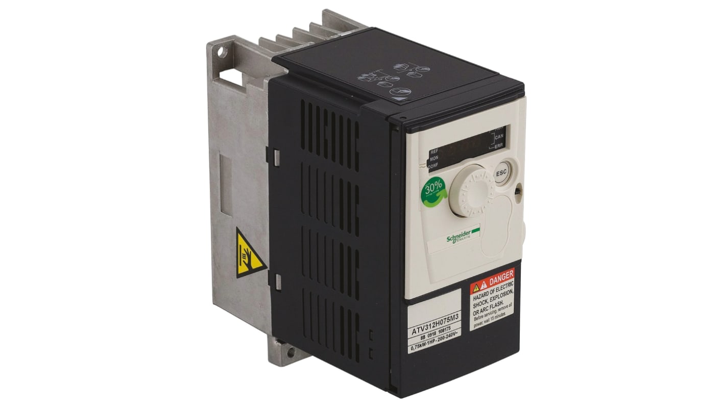 Schneider Electric Inverter Drive, 0.18 kW, 3 Phase, 230 V ac, 1.5 A, ATV 312 Series