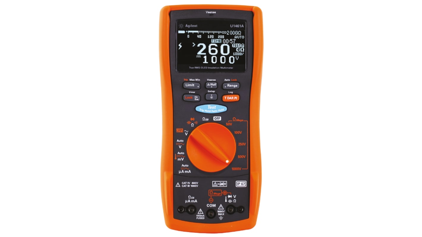 Keysight Technologies U1461A Insulation Tester, 50V Min, 1000V Max, 260GΩ Max, CAT III 1000V
