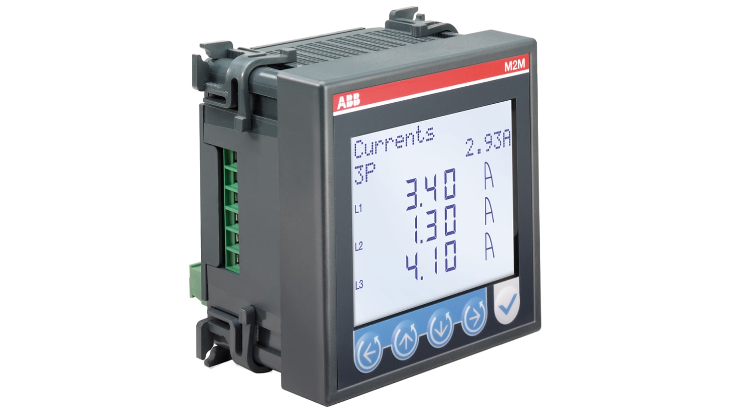 Medidor de energía ABB serie M2M, display LCD, con 4 dígitos, precisión ±0,5%, 1, 3 fases