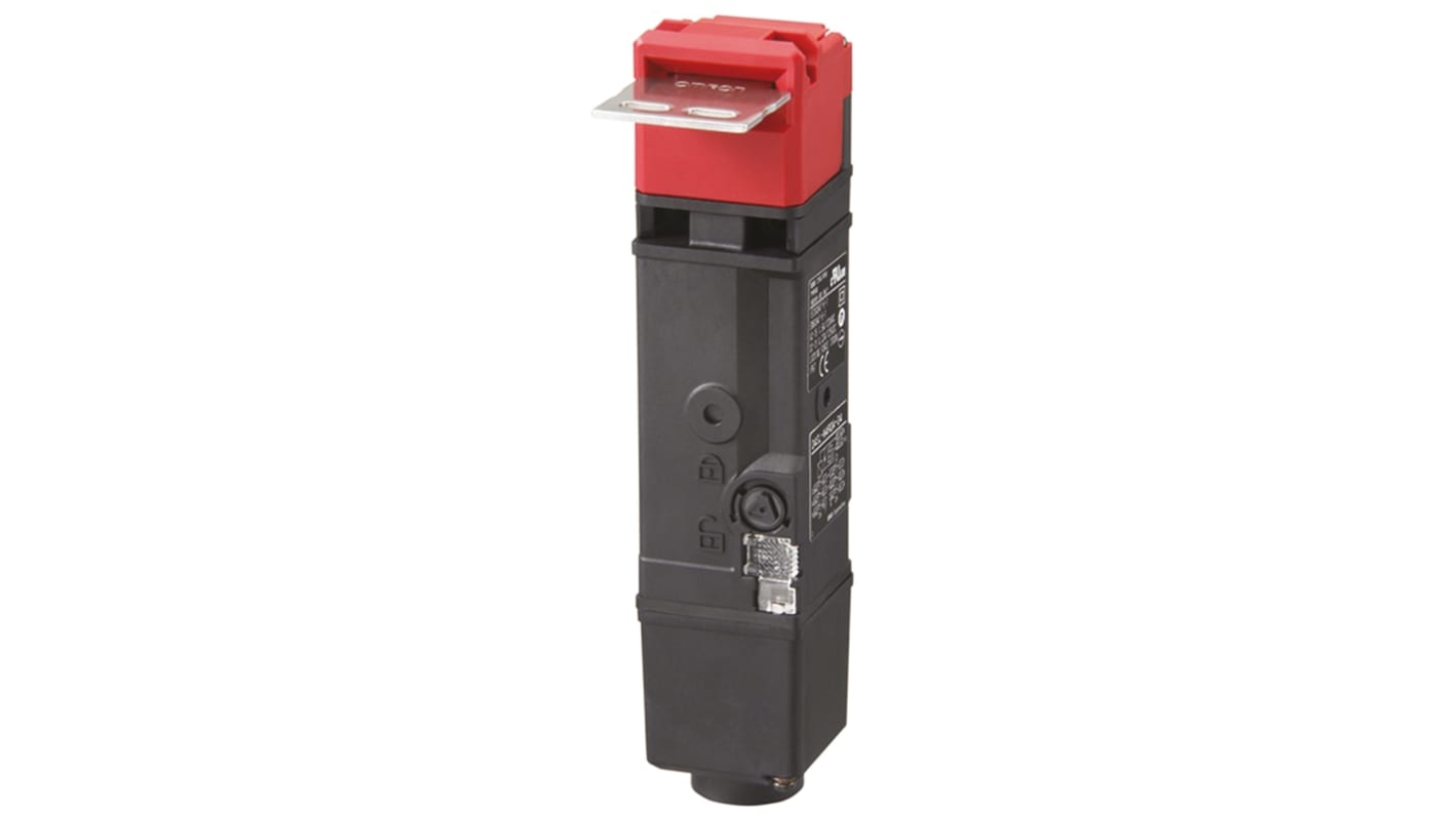 Interruptor de bloqueo por solenoide Omron D4SL-N, 24V dc, cont. aux. 2NC/1NA, Alimentar para desbloquear, IP67