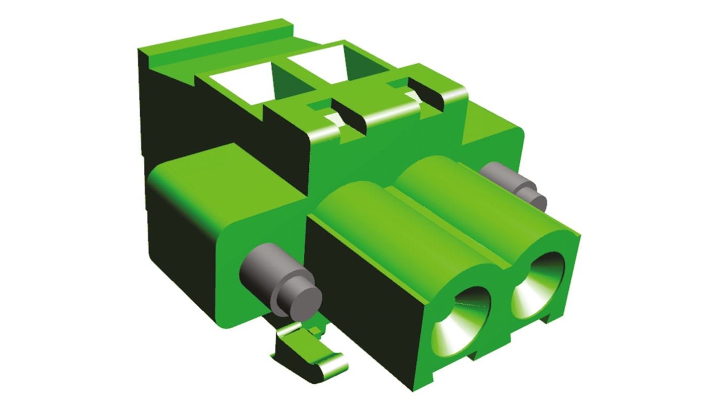 TE Connectivity 5.08mm Pitch 2 Way Pluggable Terminal Block, Plug, Panel Mount, Solder Termination