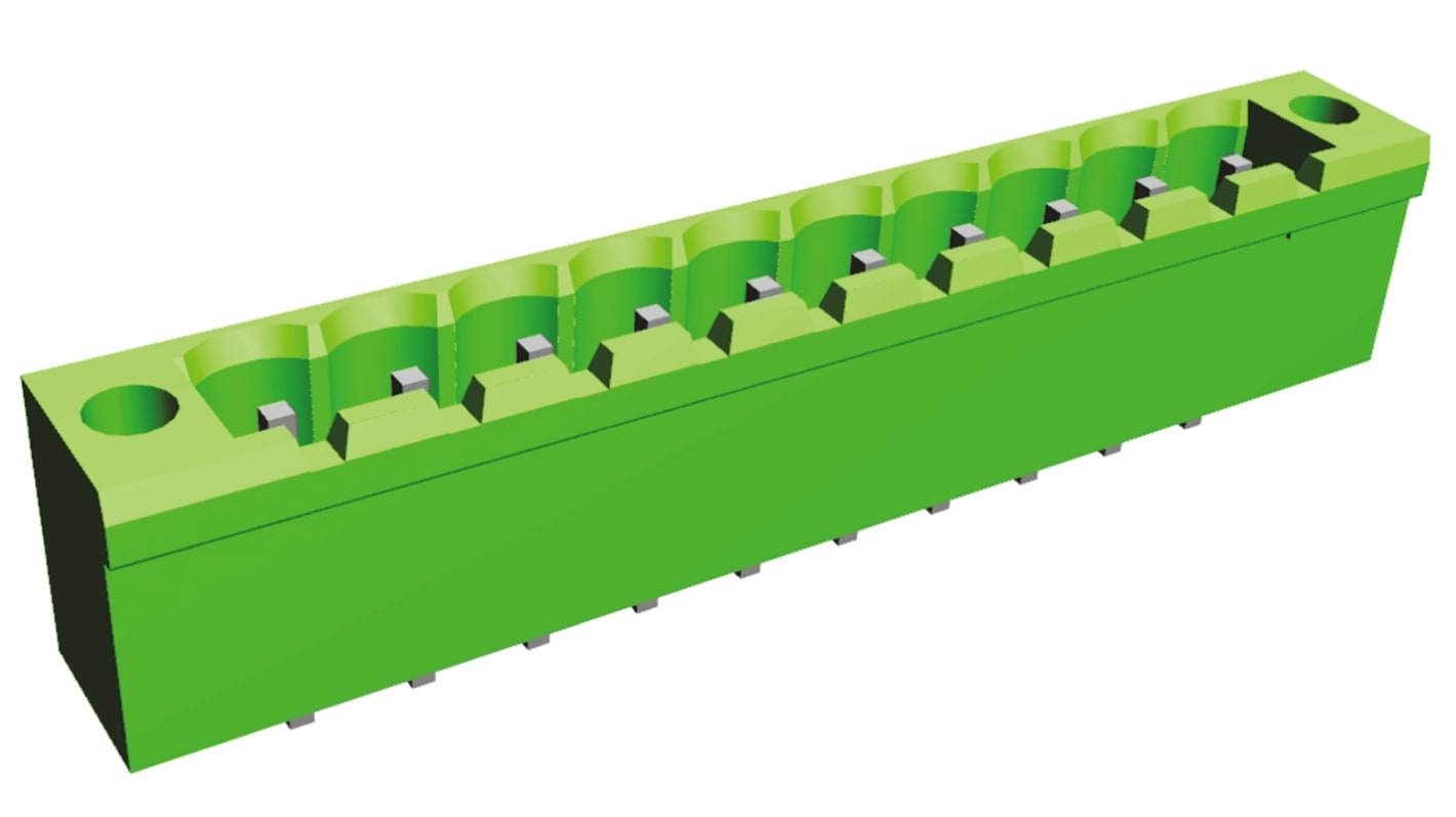 TE Connectivity 5.08mm Pitch 10 Way Pluggable Terminal Block, Header, Panel Mount, Solder Termination