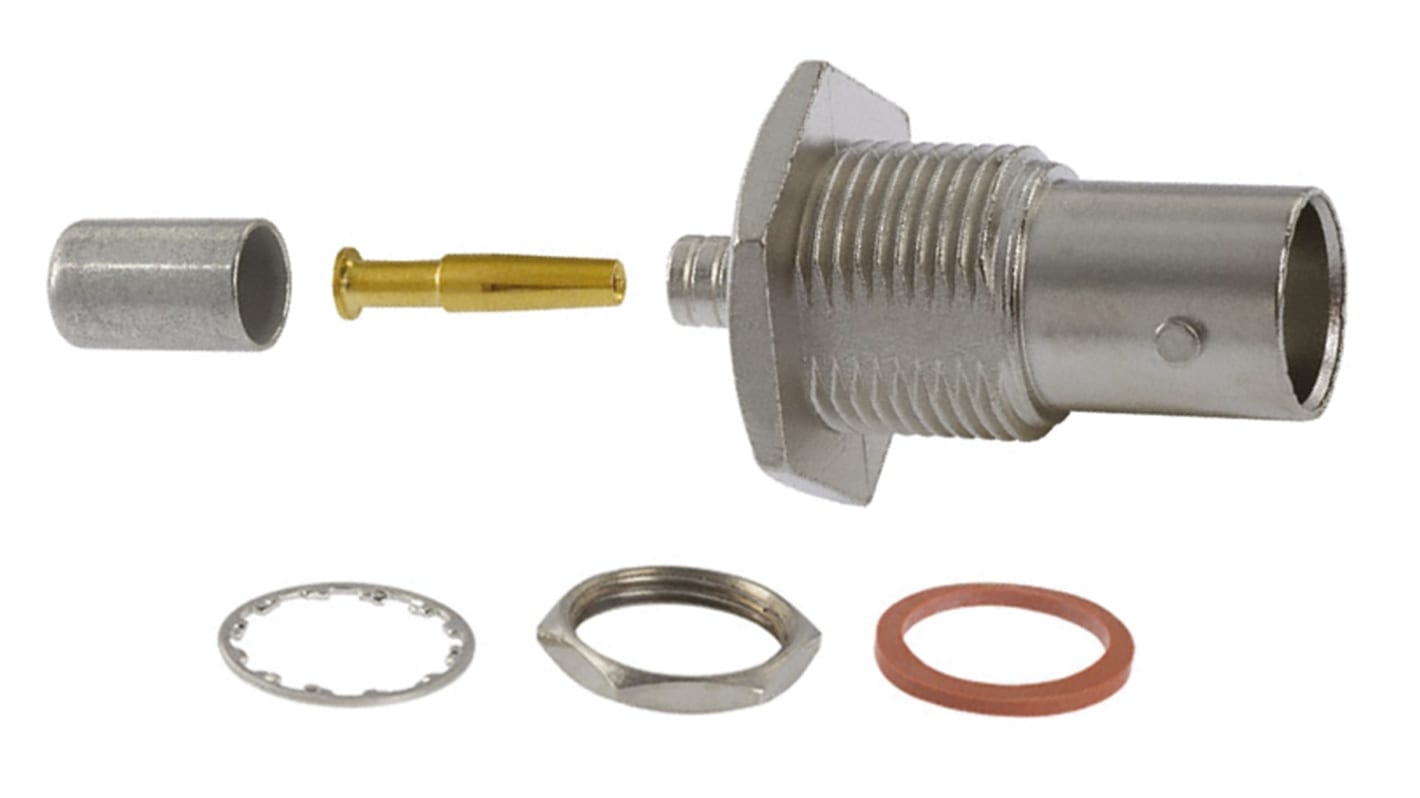 TE Connectivity BNC Series, Jack Cable Mount, 50Ω, Crimp Termination, Straight Body