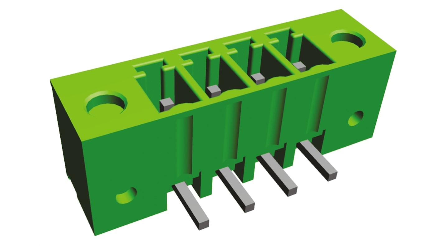 TE Connectivity, 3.81mm Pitch, Buchanan, 4 Way, , Pluggable Terminal Block, Header, Panel Mount, Solder Termination,