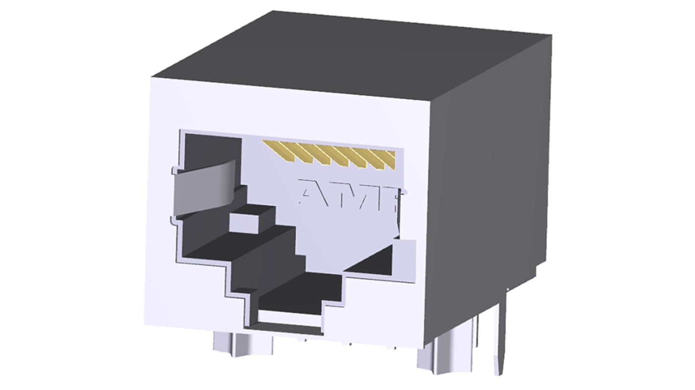 TE Connectivity 5557786 Series Female RJ45 Connector, PCB Mount, Cat3 Right Angle 1 Port 8 -Way