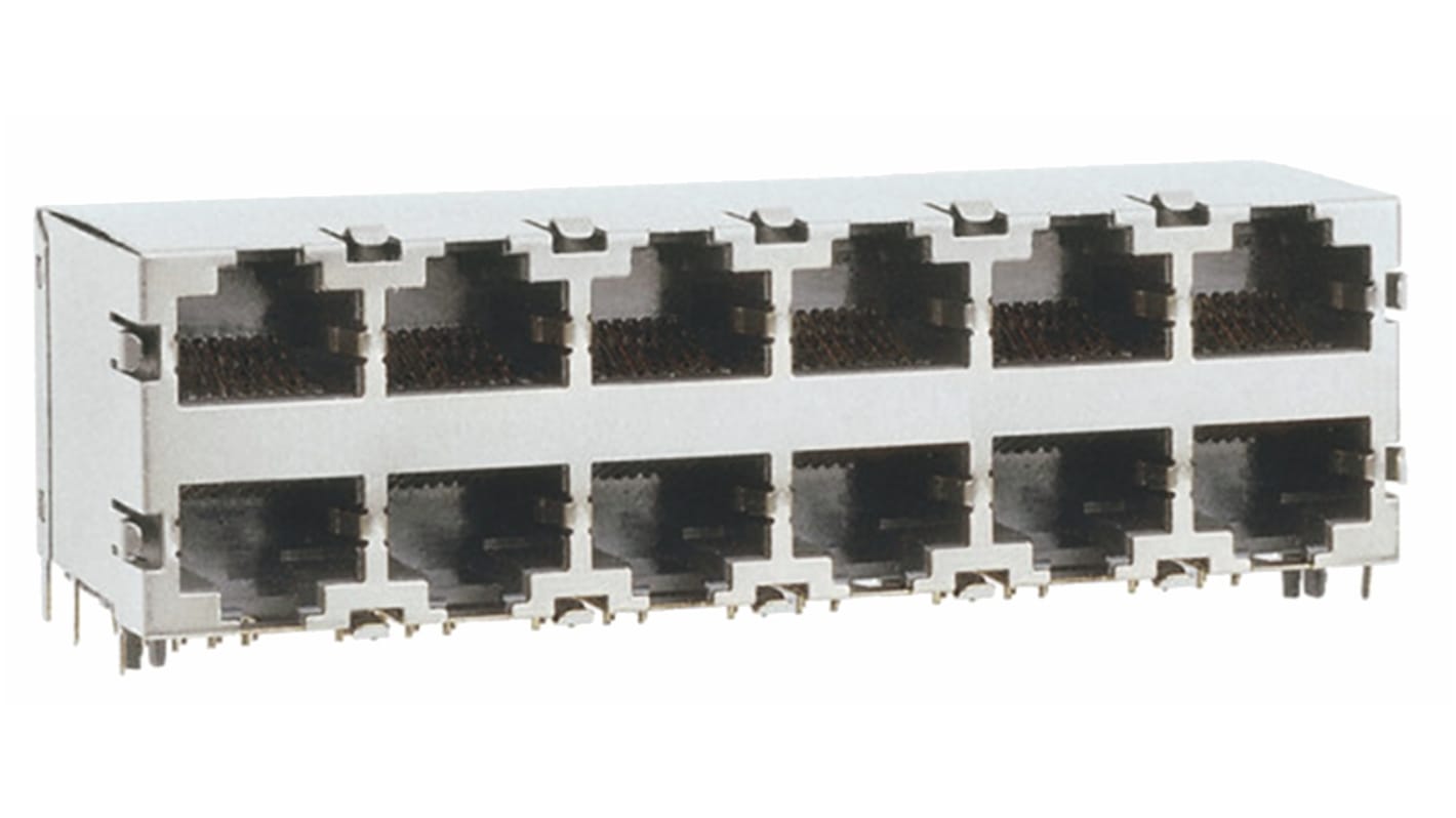 TE Connectivity 5569263 Series Female RJ45 Connector, PCB Mount, Cat5 Right Angle 12 Port 8 -Way