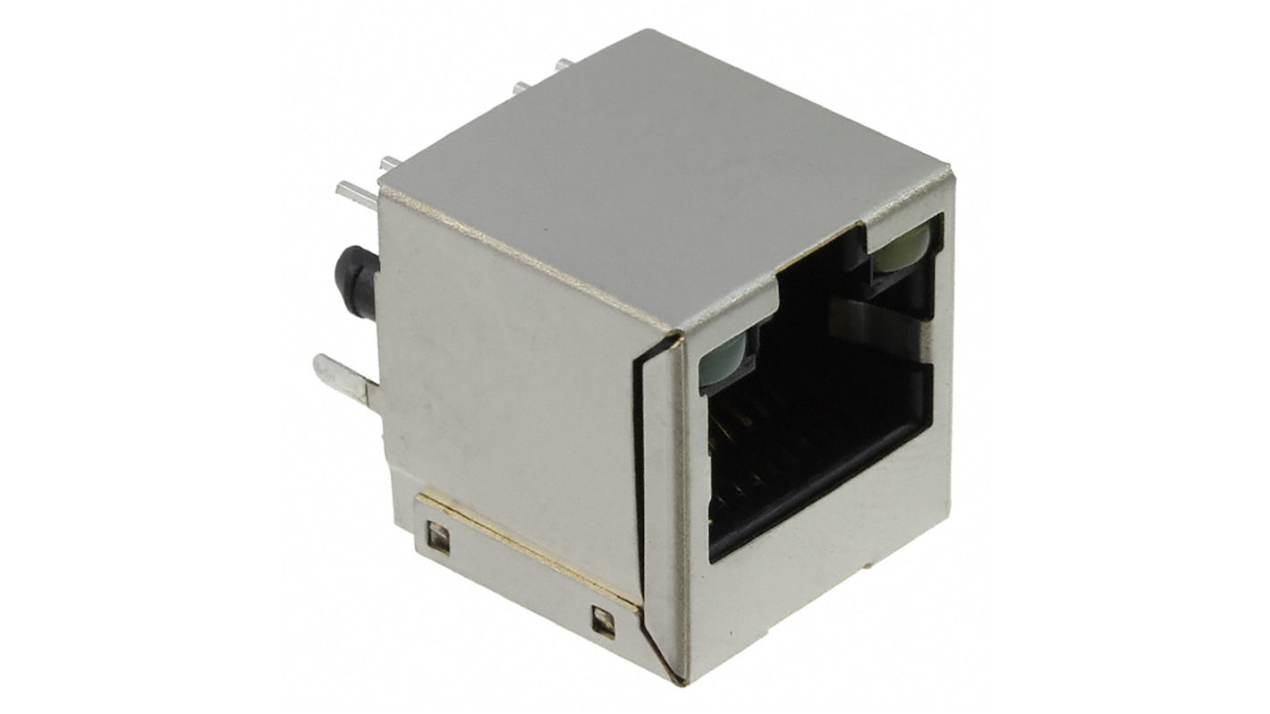 TE Connectivity RJ45三类接口, PCB安装, 单口, 8路, 直向, 1734577系列