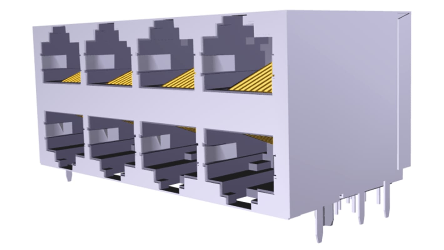 TE Connectivity 5569257 Series Female RJ45 Connector, PCB Mount, Cat5 Right Angle 8 Port 8 -Way