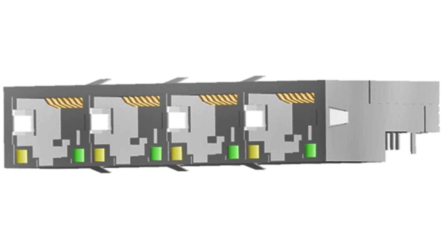 TE Connectivity 1888251 Series Female RJ45 Connector, PCB Mount, Cat5, STP Shield Right Angle 5 Port 8 -Way