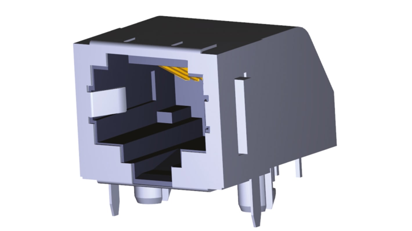 TE Connectivity 5555153 Series Female RJ45 Connector, PCB Mount, Cat3 Right Angle 1 Port 8 -Way