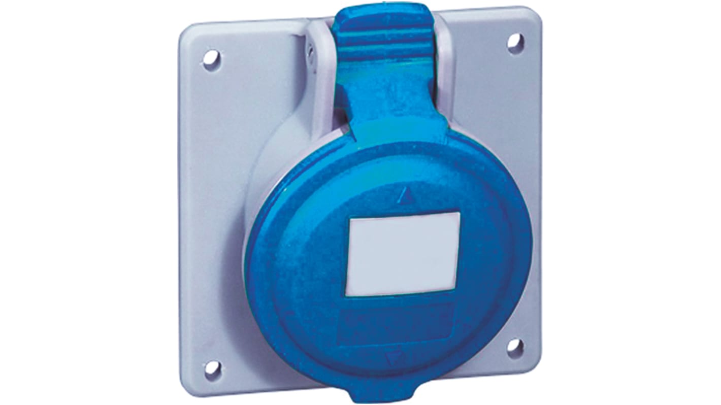 Legrand 32A工业连接器插座, 2P + E, 230 V, IP44, 蓝色, 面板安装, P17 Tempra Pro系列