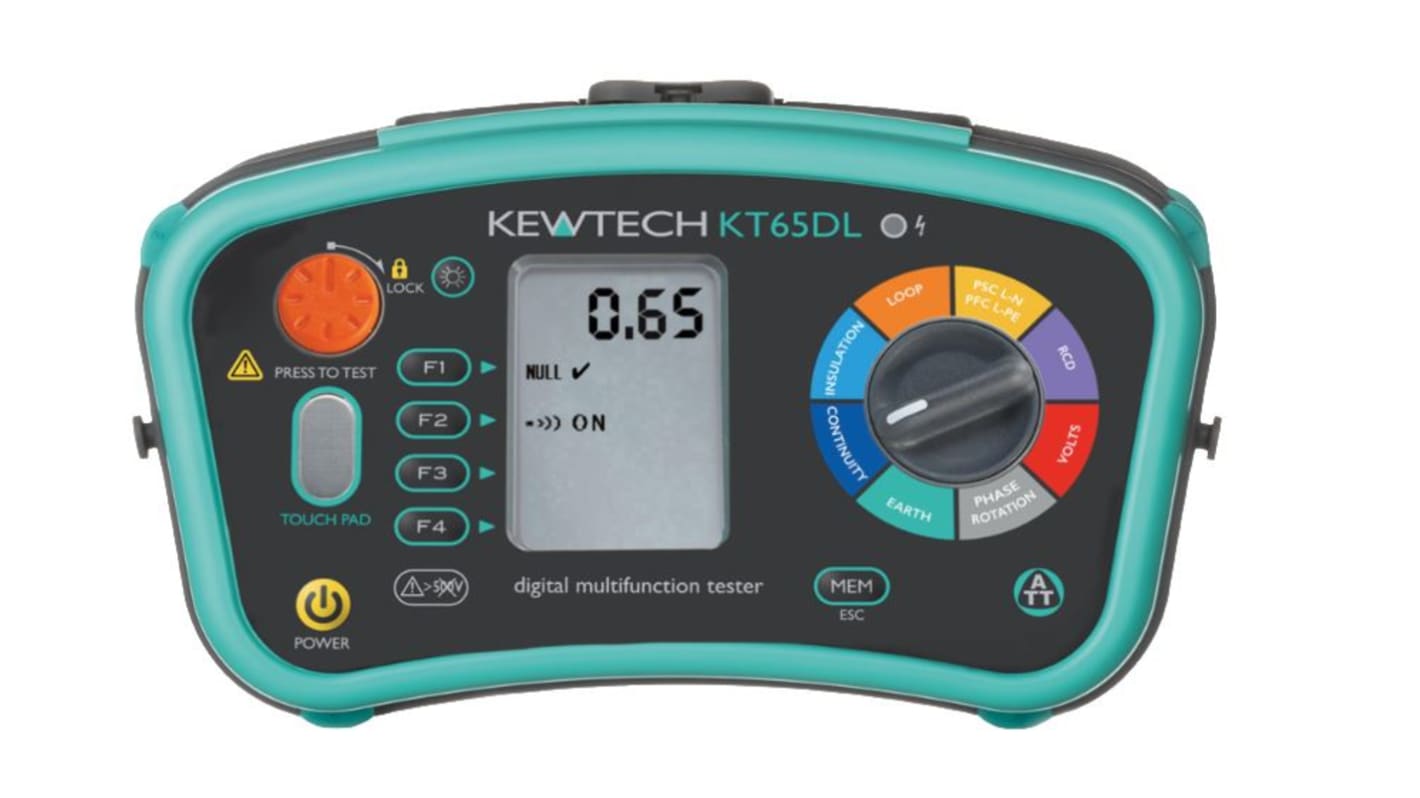 Kewtech Corporation 多功能检测仪, 2线/3线回路阻抗测试, 遥控开关模式, 100V绝缘测试电压, KT65DL