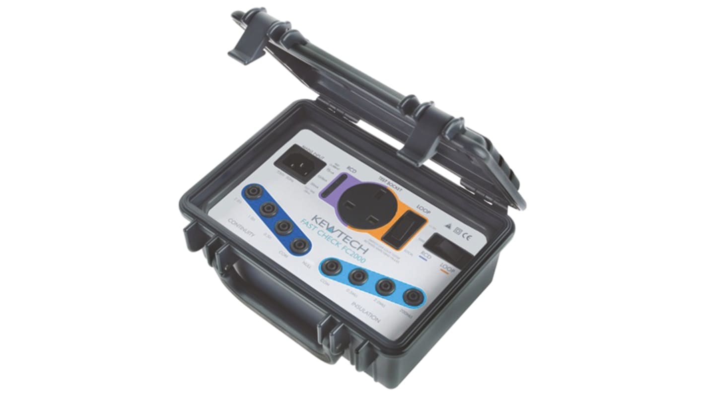 Kewtech Corporation FC2000 Loop Impedance & RCD Combined Tester, Loop Impedance Test Type 2 Wire 1000V, RCD Test Type
