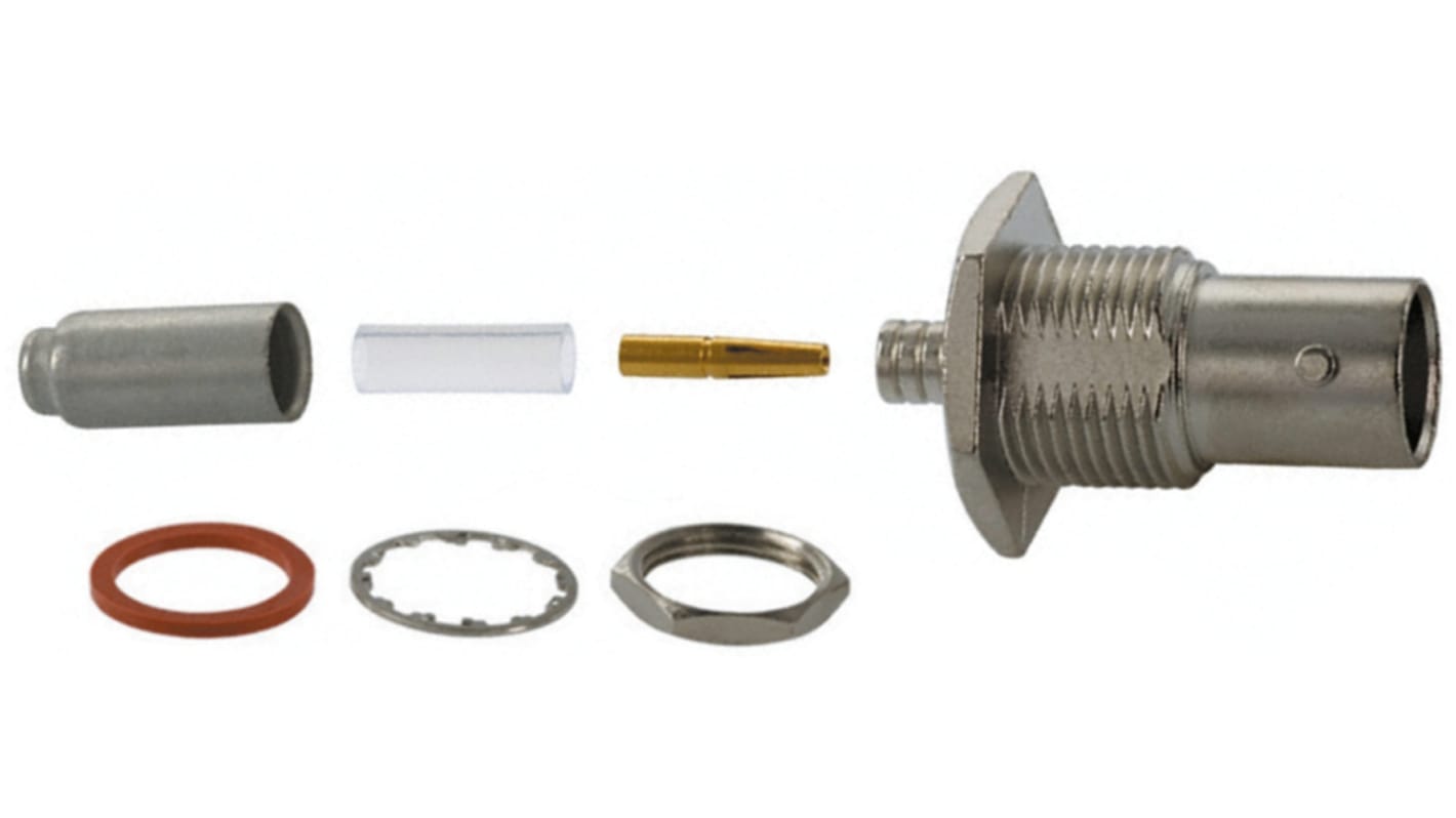 TE Connectivity BNC Series, Jack Panel Mount BNC Connector, 50Ω, Crimp Termination, Straight Body