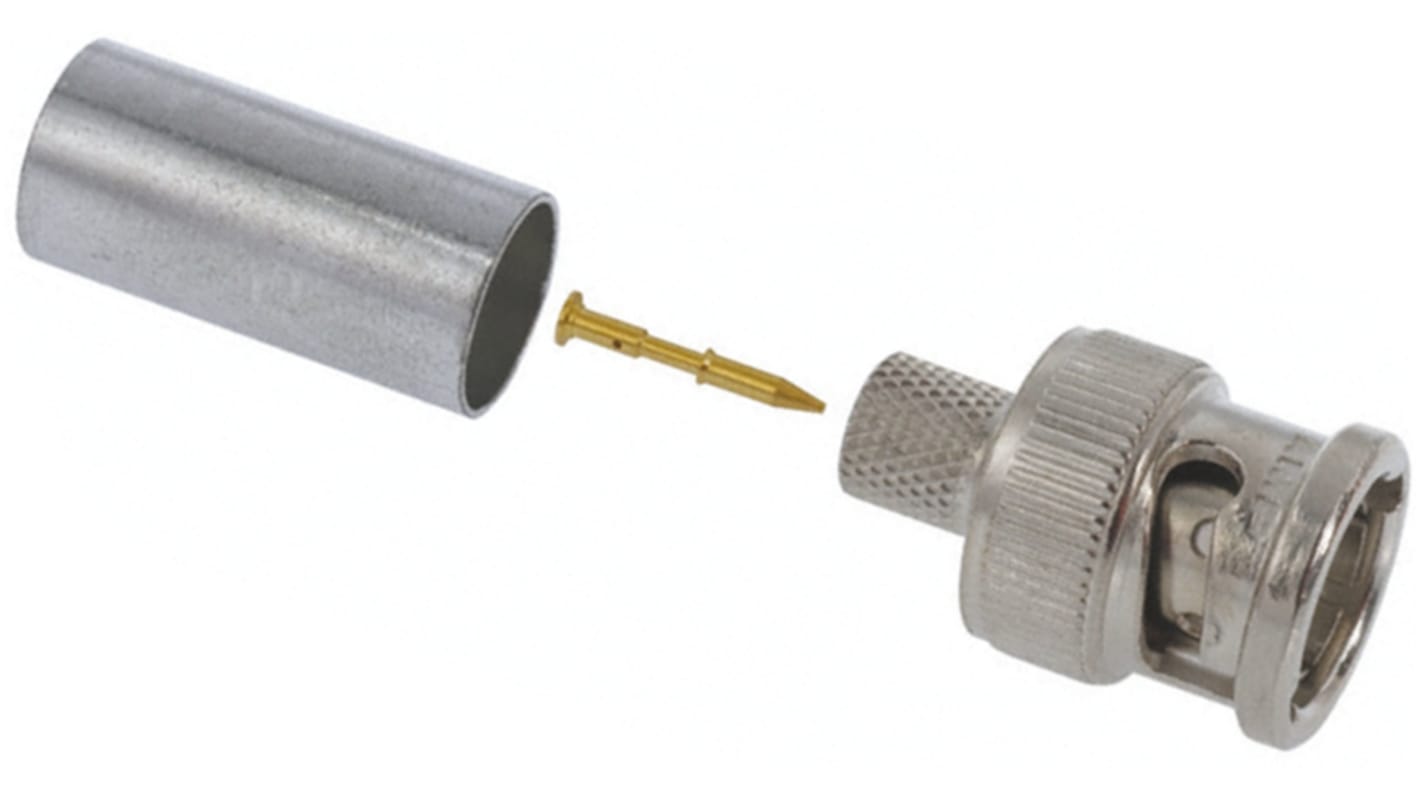 TE Connectivity BNC Series, Plug Cable Mount BNC Connector, 75Ω, Crimp Termination, Straight Body