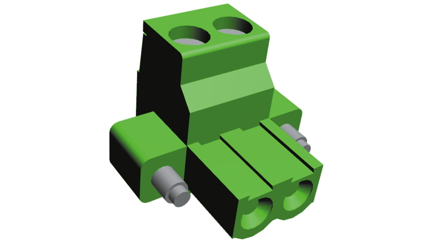 TE Connectivity 5mm Pitch 2 Way Pluggable Terminal Block, Plug, Through Hole, Screw Termination