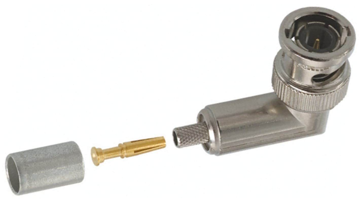 TE Connectivity BNC Series, Plug Cable Mount BNC Connector, 50Ω, Crimp Termination, Right Angle Body