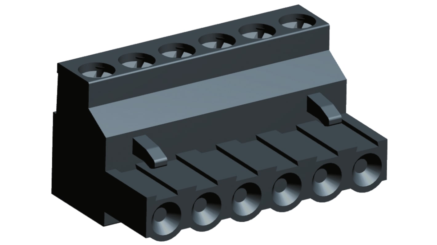 Morsettiera collegabile TE Connectivity a 6 vie, 1 fila, passo 5.08mm, Montaggio con foro passante