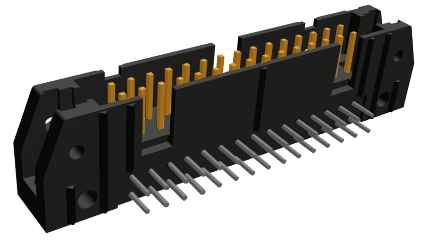 TE Connectivity AMP-LATCH Series Right Angle Through Hole PCB Header, 30 Contact(s), 2.54mm Pitch, 2 Row(s), Shrouded