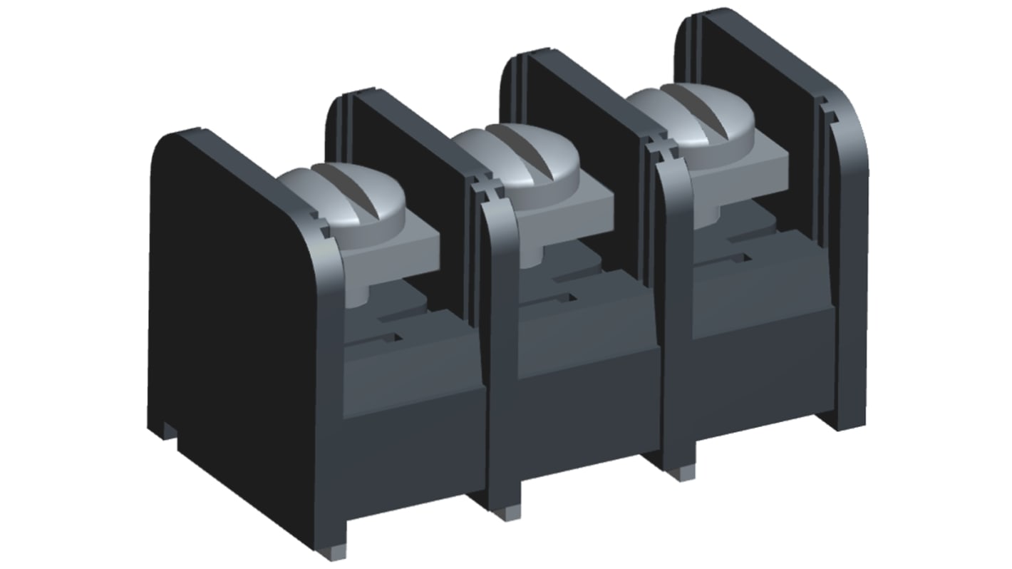 TE Connectivity Dual Barrier Strip, 3 Contact, 9.53mm Pitch, 1 Row, 20A