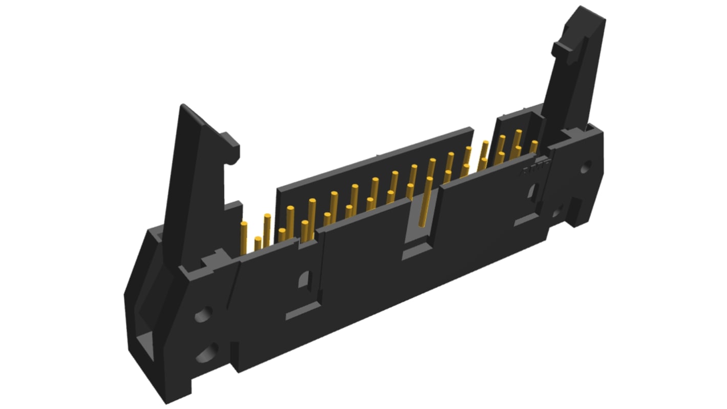 TE Connectivity AMP-LATCH Series Straight Through Hole PCB Header, 30 Contact(s), 2.54mm Pitch, 2 Row(s), Shrouded