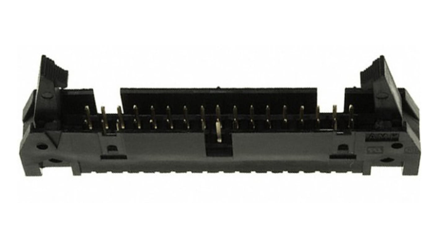 TE Connectivity AMP-LATCH Series Straight Through Hole PCB Header, 34 Contact(s), 2.54mm Pitch, 2 Row(s), Shrouded