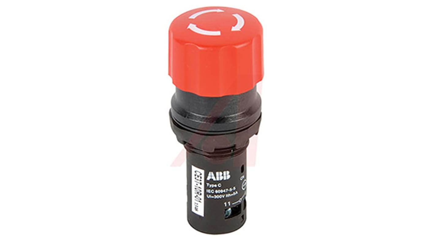 ABB Compact Series Emergency Stop Push Button, Panel Mount, SPST, IP66, IP67, IP69K