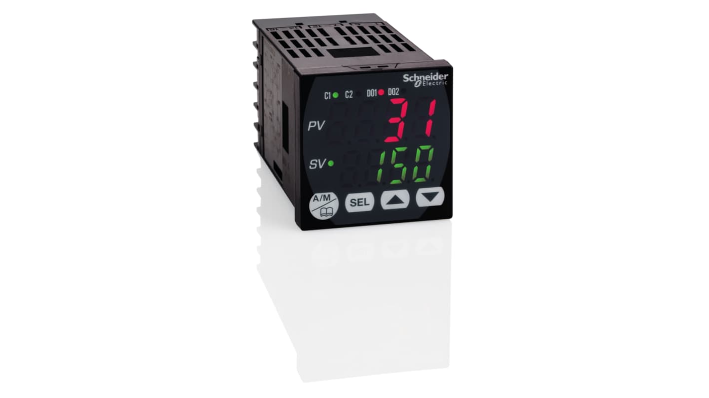 Regulator temperatury PID panelowy Schneider Electric Uz: 24 V AC/DC wyjście Przekaźnik 2-wyjściowy 48 x 48mm