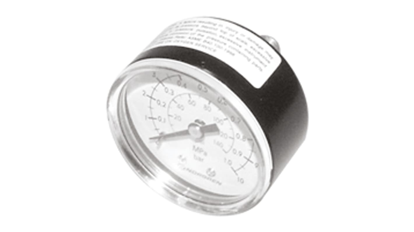 Norgren Analogue Pressure Gauge 6bar Back Entry 50mm Outside Diameter, UKAS