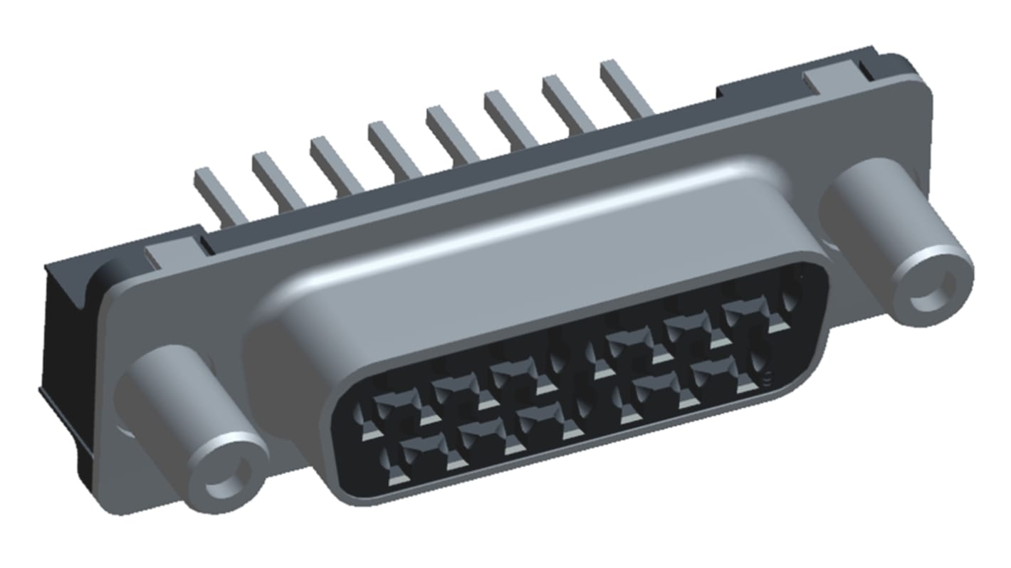 TE Connectivity Amplimite HD-20 15 Way Through Hole PCB D-sub Connector Socket, 2.743mm Pitch, with 4-40 UNC, Female