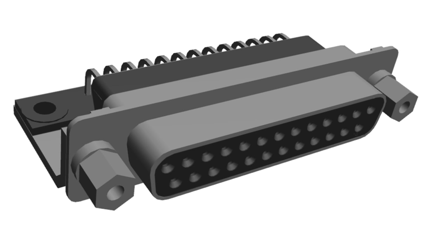 TE Connectivity Amplimite HD-20 25 Way Right Angle Through Hole PCB D-sub Connector Socket, 2.768mm Pitch, with 4-40