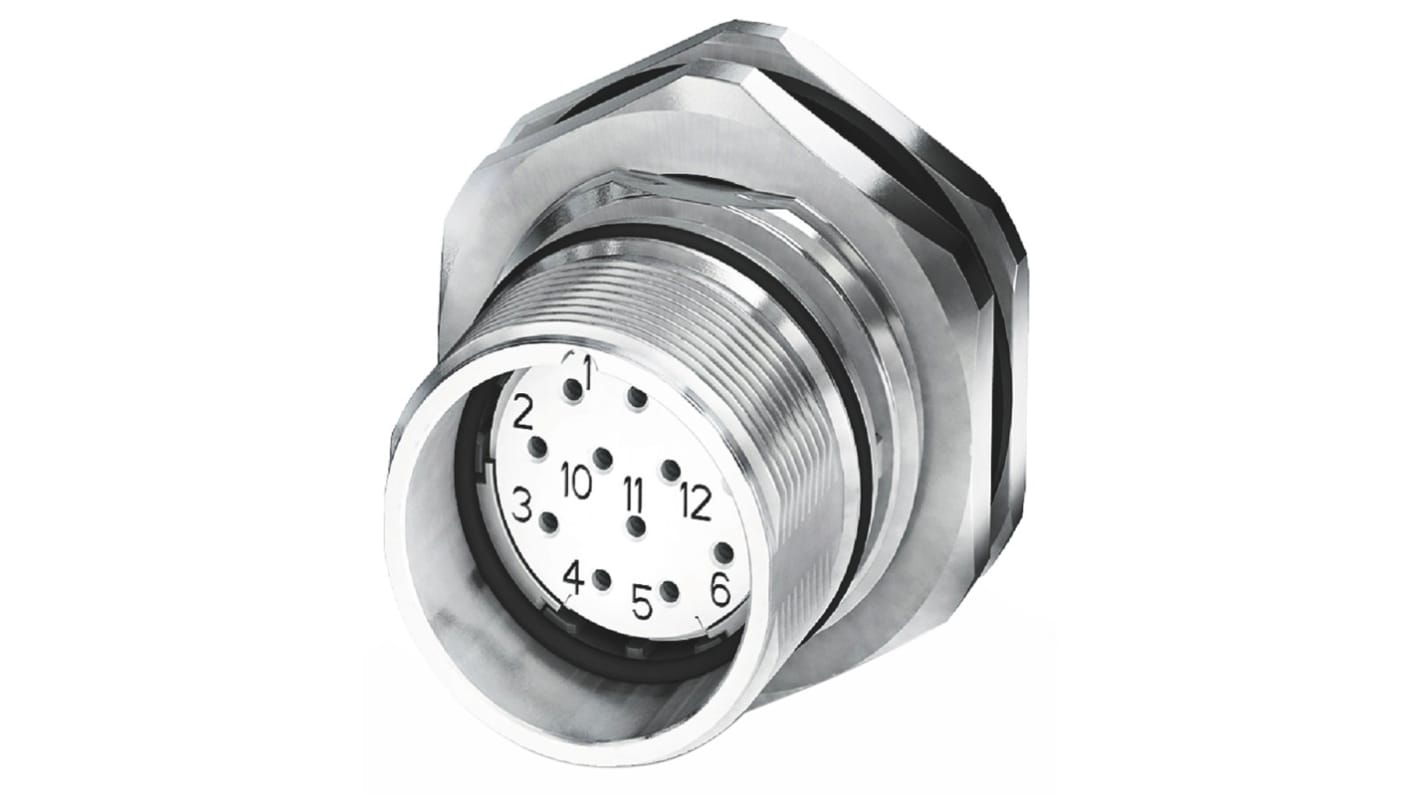 Phoenix Contact Circular Connector, 12 Contacts, Panel Mount, M23 Connector, Plug, Female, IP67, CA Series