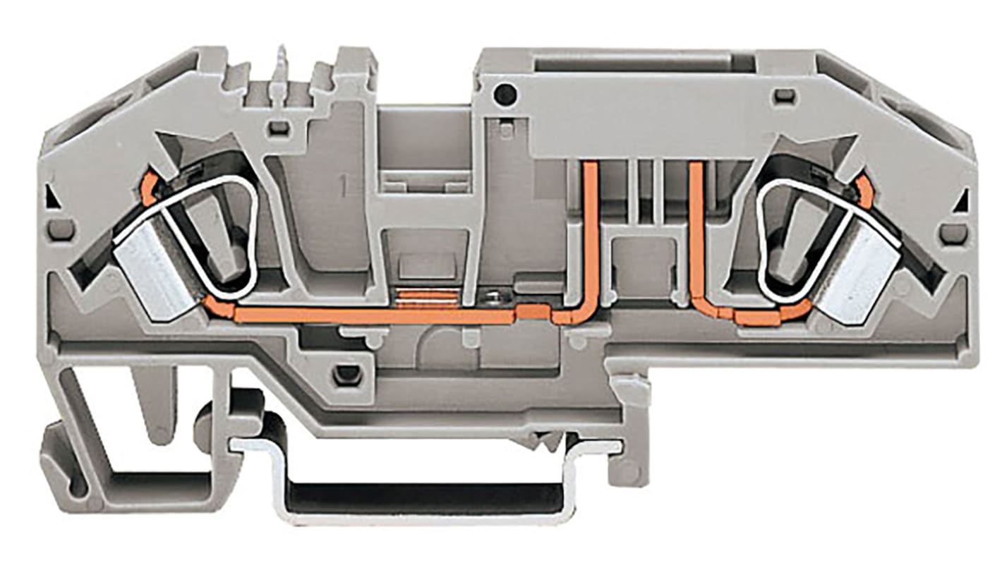 WAGO 282-696 282 Series Grey, 6mm², Single-Level, Cage Clamp Termination, Fused