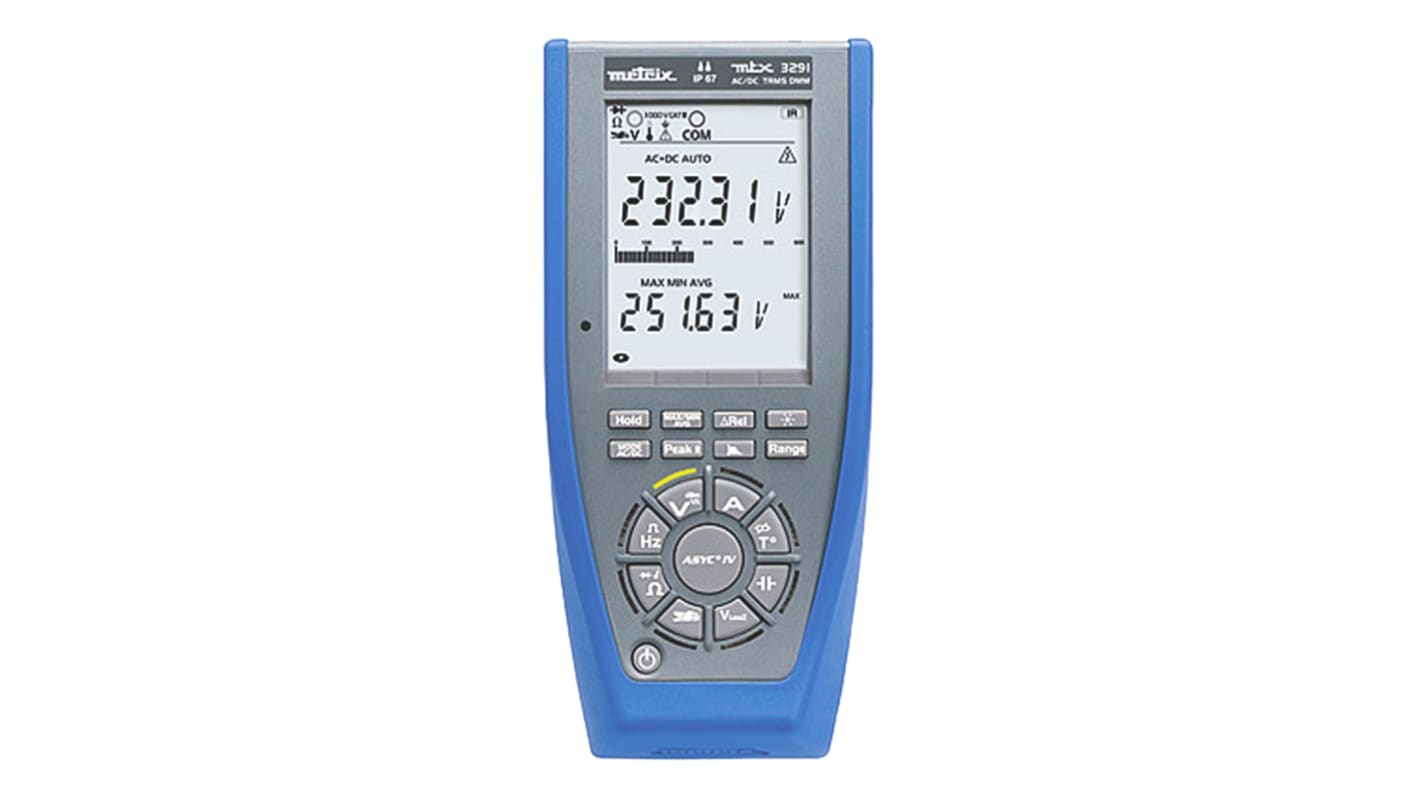 Metrix 3291 Handheld Digital Multimeter, True RMS, 20A ac Max, 20A dc Max, 1000V ac Max - UKAS Calibrated